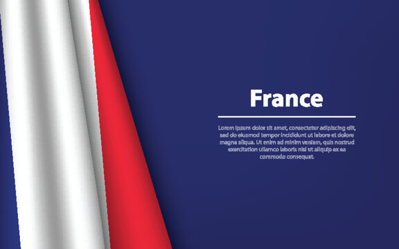 Wave flag of France with copyspace background.