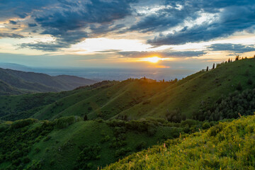 sunset in the mountains