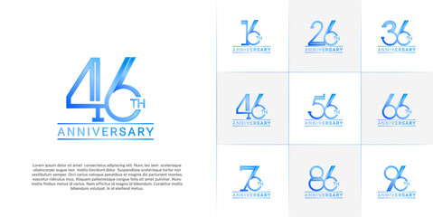 set of anniversary logotype blue color for special celebration event