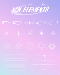 collection y2k stars and retro futuristic graphic, sparkle star, Retro futuristic elements for design.