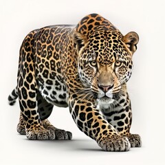 Fototapeta na wymiar leopard in front of white