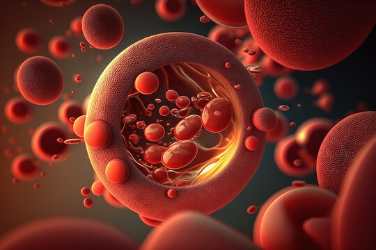 Microscopic abstract picture of blood cells and erythrocytes