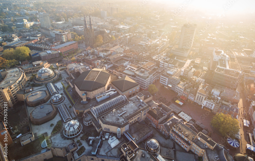 Sticker Eindhoven City Cityscape in Netherlands. Drone Point of View