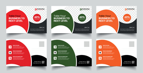 Modern and creative marketing postcard, business postcard design for agency