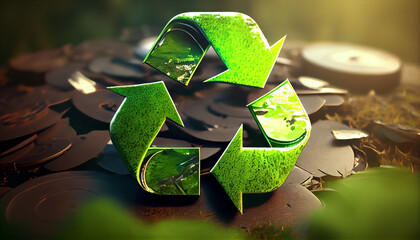 recycling design renewable nature illustration, artwork, design, renewal nature, climate change solution by generative AI