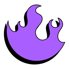 Flaming emblem for your design. Purple fire icon. Abstract shape isolated on a white background. Vector EPS 10