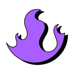 Flaming emblem for your design. Purple fire icon. Abstract shape isolated on a white background. Vector EPS 10