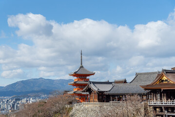 Fototapeta premium The most beautiful viewpoint of Kiyomizu-dera Temple is a popular tourist destination in Kyoto, Japan.