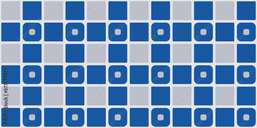 Aufkleber Gray tiles with blue inserts. Vector seamless pattern, for print and surface design.