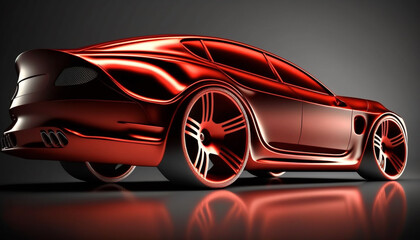 Plakat Futuristic luxury car. 3d Model. Generative Ai. 