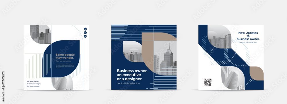 Wall mural set square banner template for social media post and web internet ads.vector illustrations.