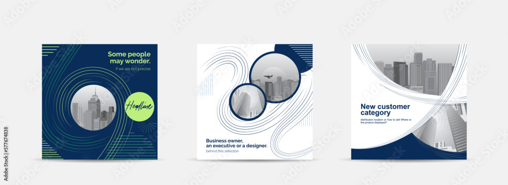 Wall mural set square banner template for social media post and web internet ads.vector illustrations.