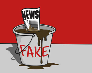 Fake News - bucket of slop with dirty newspaper