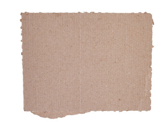 Corrugated kraft cardboard. A piece of torn cardboard isolated on a white background.