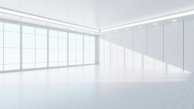White empty room video, 3d rendering.