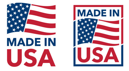 Made in USA label with American flag
