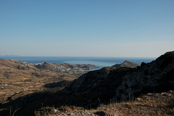 Real panoramic view of the port and the village of Ios Greece