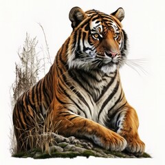 Naklejka premium tiger on a white background