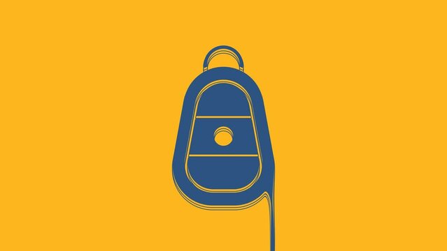 Blue Car key with remote icon isolated on orange background. Car key and alarm system. 4K Video motion graphic animation