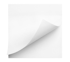 Square white sticky note paper pack, cut out