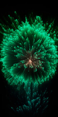 Naklejka na ściany i meble Vivid Green Fireworks Bursting in Exquisite Detail Against the Night Sky