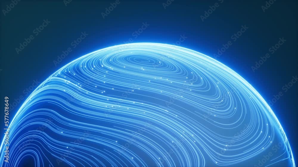 Poster abstract flowing lines and glowing particles video, 3d rendering.