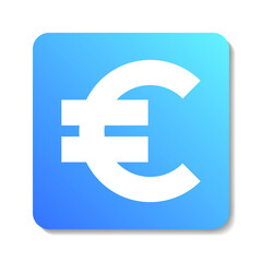 Fototapeta premium Currency vector glyph. EUR square vector icon. White symbol on blue gradient background.