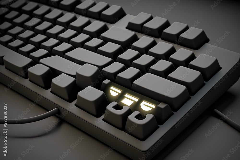 Poster closeup of a black keyboard sitting on a table generative ai