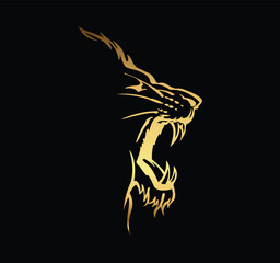 Fototapeta na wymiar Gold Lion Head Vector Logo Template