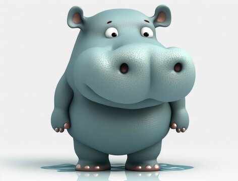 Cute Hippopotamus Cartoon Character
