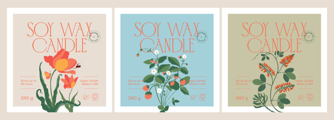 Abstract botanical vector cosmetics printable label design template for branding, packaging design