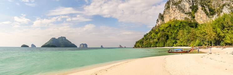 Fototapeta na wymiar Panoramic view at the beaches of Poda island in Andaman Sea near Ao Nang town in Krabi, Thailand