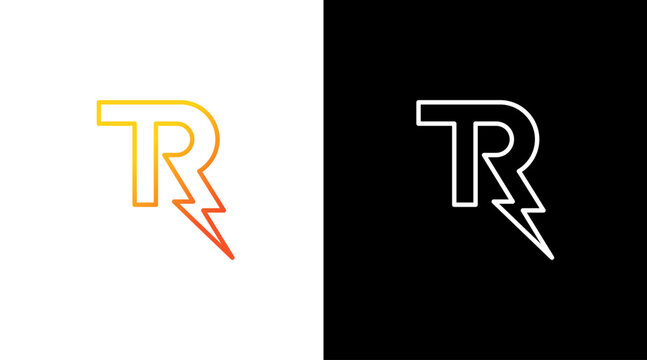 bolt Letter tr logo and lightning thunder monogram icon Design template