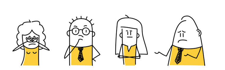 Stick figure. Set of different emotions of people.