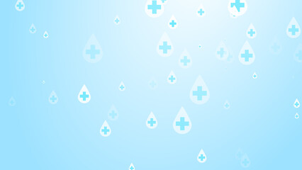 Medical health cross white on blue sanitizer drop pattern background. Abstract healthcare clean and Hygiene concept.