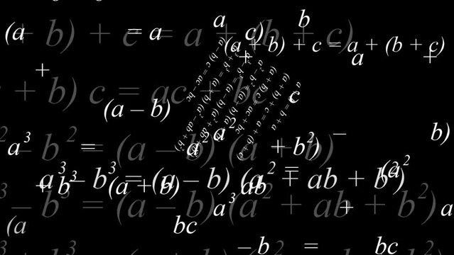 Black background with mathematical expressions