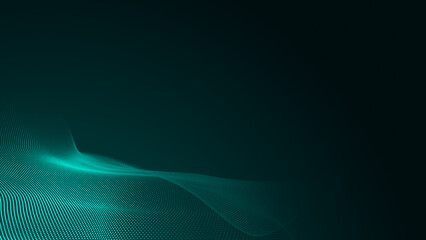 Abstract dot green wave gradient texture technology background.