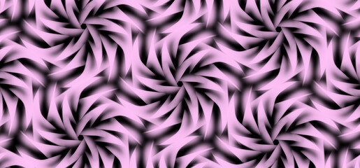 Fototapeta premium Modern pink flower repeated pattern on black background 