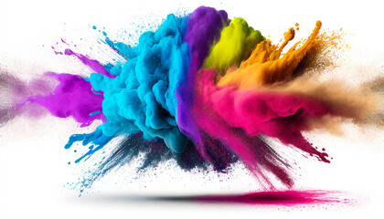 Colorful rainbow colored paint powder with dark background. AI generative colors