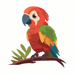 Cute parrot cartoon flat vector illustration with isolated background