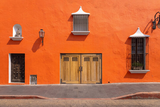 Scenic colorful colonial architecture of Cuernavaca streets in Mexico Morelos.