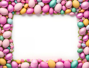 Fototapeta premium many colorful Easter eggs background, Generative AI