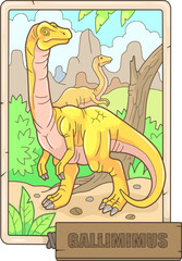 prehistoric dinosaur gallimimus, design illustration