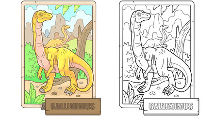 prehistoric dinosaur gallimimus, design illustration