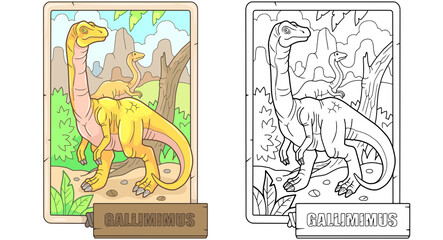 prehistoric dinosaur gallimimus, design illustration