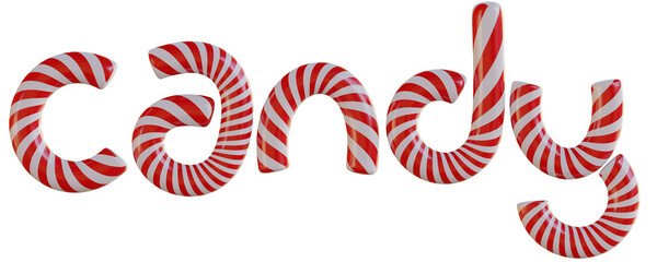 Candy lettering in form of  lollipop bar isolated on PNG Transparent Background