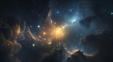 Naklejka na ściany i meble Stars in the sky. space at night, generative Ai