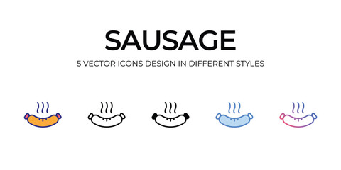 sausage Icon Design in Five style with Editable Stroke. Line, Solid, Flat Line, Duo Tone Color, and Color Gradient Line. Suitable for Web Page, Mobile App, UI, UX and GUI design.