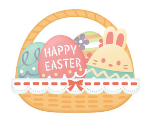 カラフルでかわいいイースターエッグの入ったバスケット