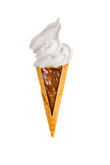 Sorvete de baunilha com recheio de doce de leite, isolado, PNG Transparente